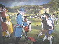 Gemälde, welches ein Hurlingspiel zeigt