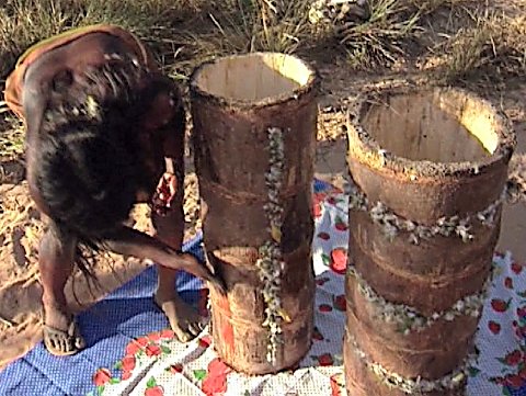 Ausgehölte Palmstammklötze [Klick auf das Bild, schließt das Fenster]