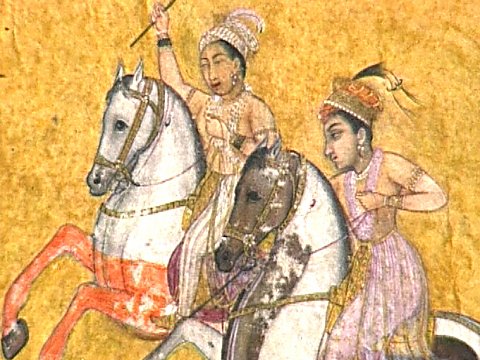 Alte Malerei persischer Polo Spieler [Klick auf das Bild, schließt das Fenster]