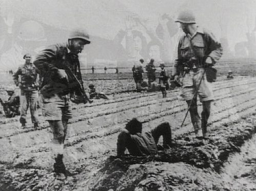 Soldaten nehmen in Erdlöchern versteckte Vietnamesen gefangen [Klick auf das Bild, schließt das Fenster]