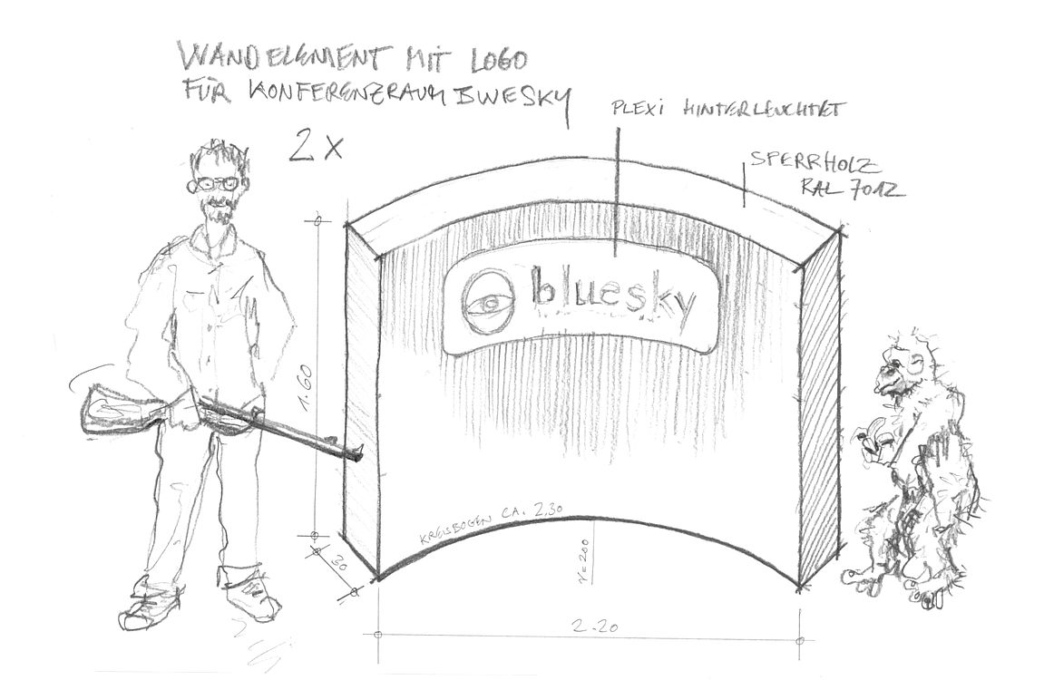 Skizze für die Bluesky-Lobby