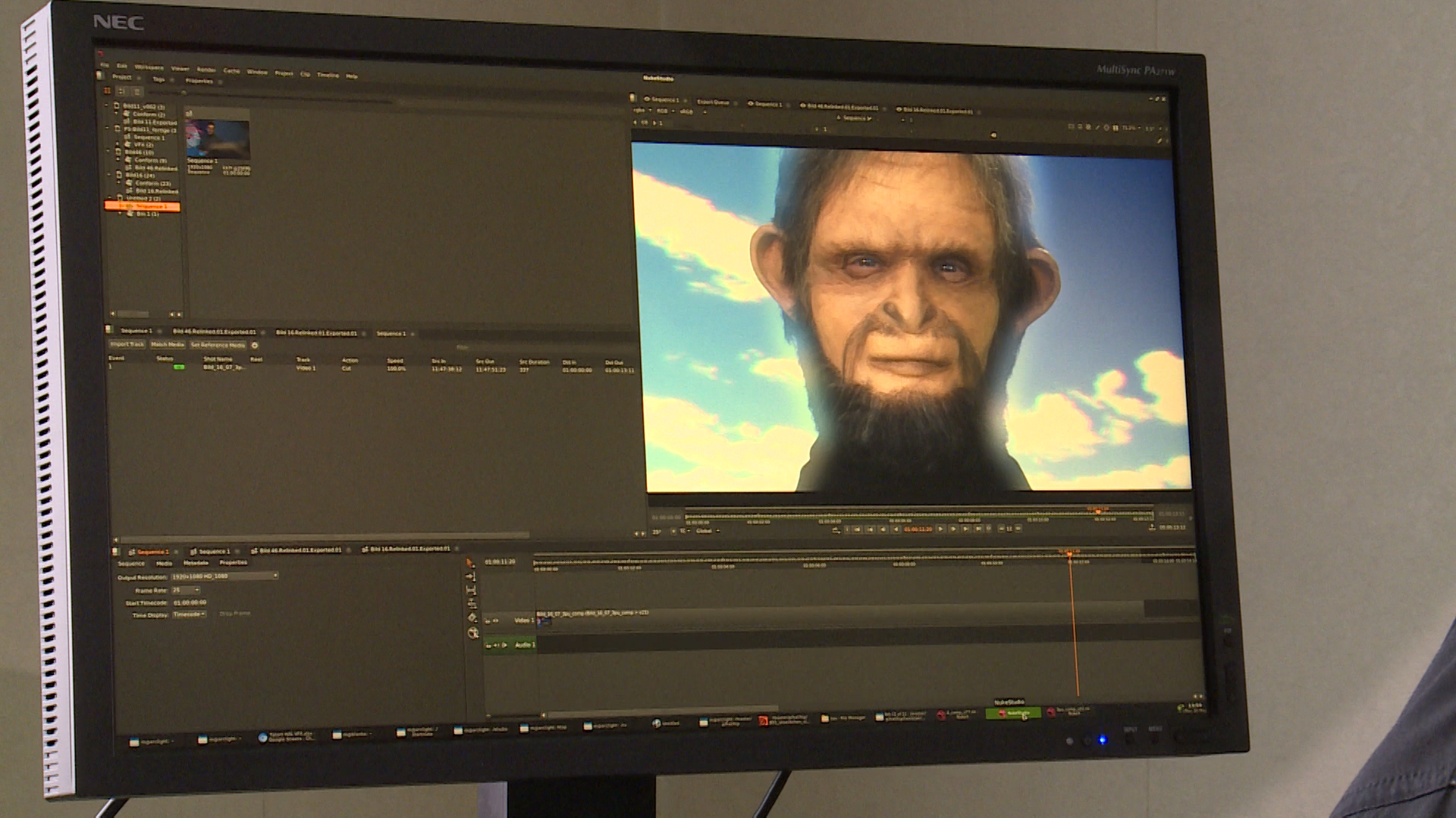 3. Schritt:  Das Affenbild wird auf ein neues Hintergrundbild (Himmel mit Wolken) aufgesetzt