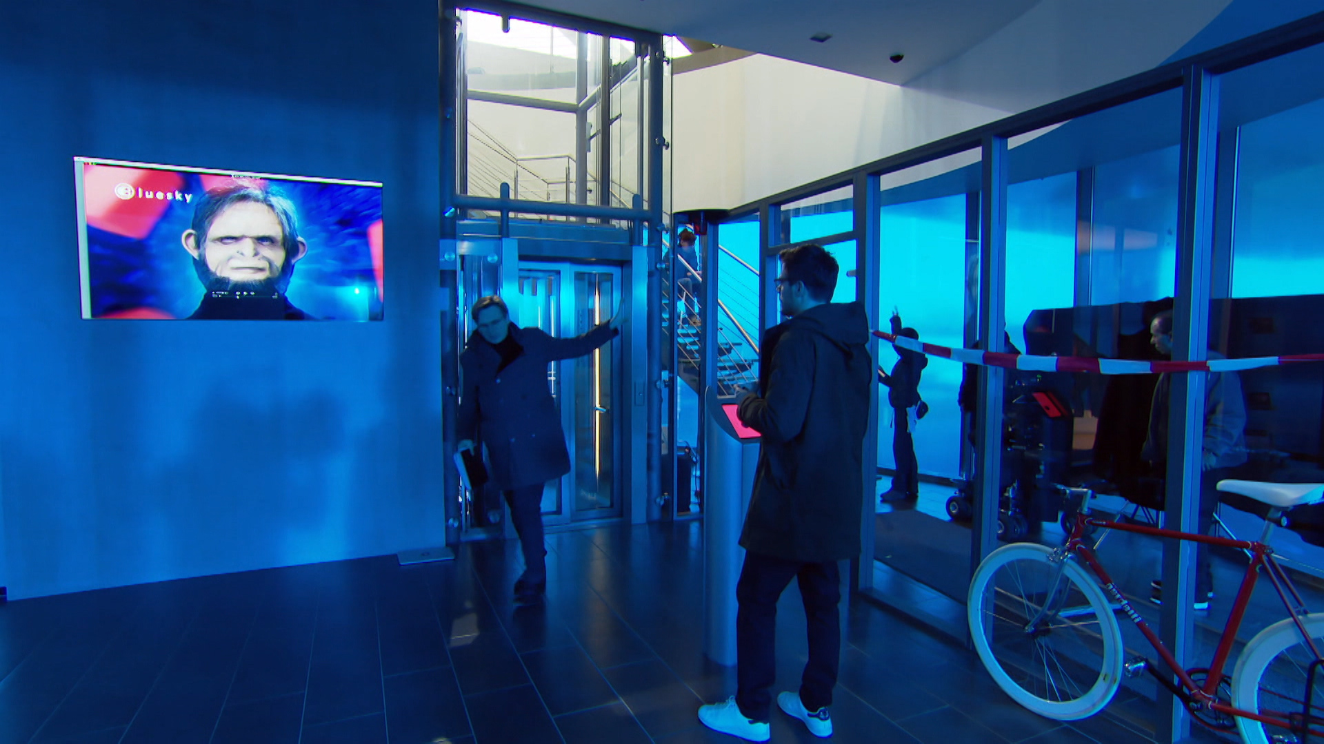 Einspielung der vorproduzierten Szene beim Dreh