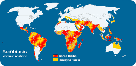 Verbreitungskarte: Amöbenruhr