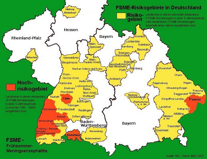 Deutschlandkarte: FSMD-Risikogebiete in Deutschland
