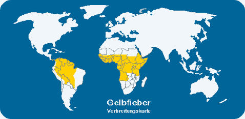 Verbreitungskarte: Gelbfieber