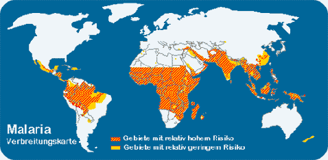 Verbreitungskarte: Malaria