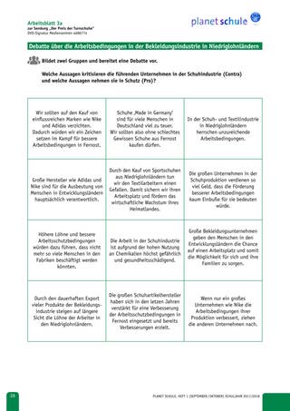 Arbeitsblatt 3a: Arbeitsbedingungen in Niedriglohnländern (Foto: )