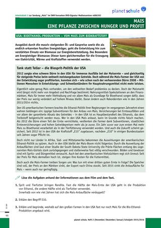 Arbeitsblatt 2: USA: Bioethanol-Produktion (Foto: )