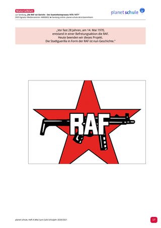 Materialblatt: Die RAF (Foto: )