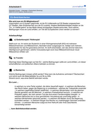 Arbeitsblatt 5: Beitrittskriterien (Foto: )