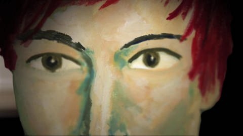 Zeichnung des Gesichts eines jungen, rothaarigen Mannes. (Foto: SWR - Screenshot aus der Sendung)