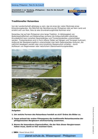 Arbeitsblatt 2: Traditioneller Reisanbau (Foto: )