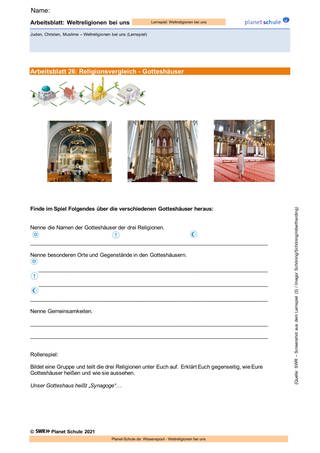 Arbeitsblatt 26: Religionsvergleich: Gotteshäuser (Foto: )