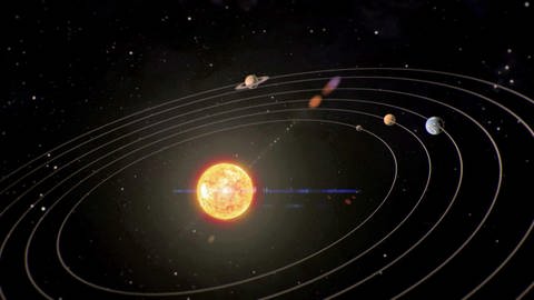 Darstellung von Kopernikus’ Vorstellung des Universums. (Foto: SWR – Screenshot aus der Sendung)