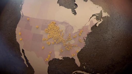 Eine Karte der USA mit den früheren Maisanbauflächen eingezeichnet. (Foto: SWR: Screenshot aus der Sendung)