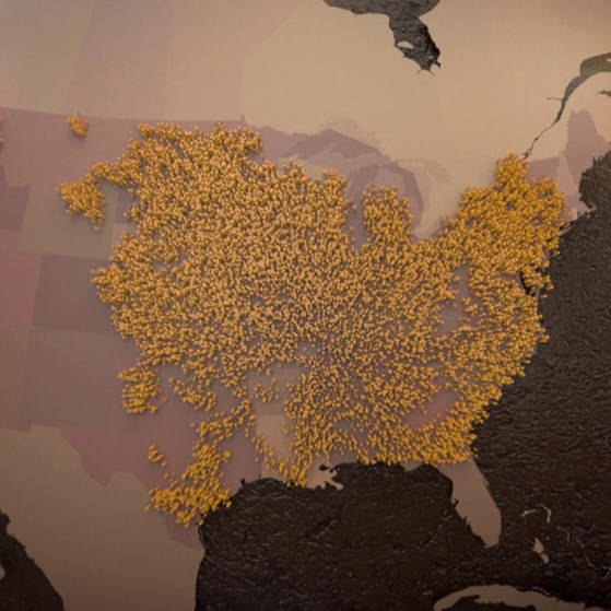 Karte der USA mit den aktuellen Maisanbaugebieten. (Foto: SWR: Screenshot aus der Sendung)