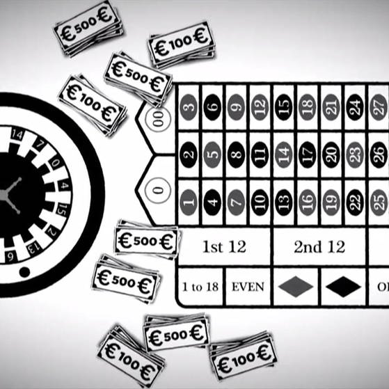 Grafik Roulette-Tisch, Stapel aus 100 und 500 € Scheinen (Foto: SWR - Screenshot aus der Sendung)