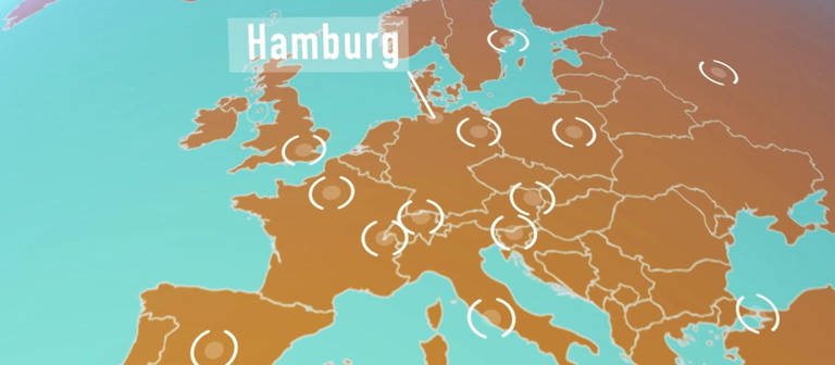 Eine Karte Europas mit allen europäischen Hauptstädten. (Foto: SWR – Screenshot aus der Sendung)