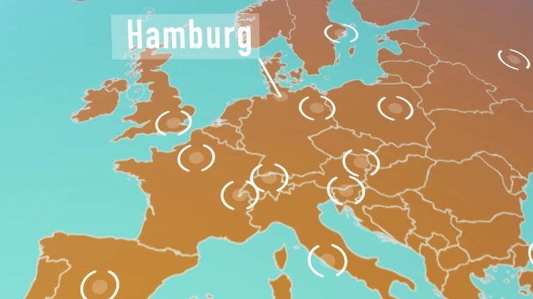Eine Karte Europas mit allen europäischen Hauptstädten. (Foto: SWR – Screenshot aus der Sendung)