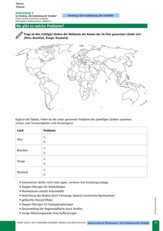 Arbeitsblatt 2: Abholzung weltweit