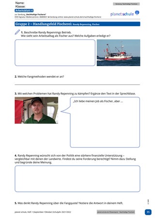 Arbeitsblatt 4: Handlungsfeld Fischerei