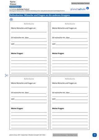 Arbeitsblatt 8: Fischerei: Fragen an die Akteure