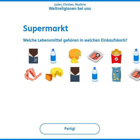 Screenshot aus dem Lernspiel zum Thema "Supermarkt".
