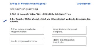 Screenshot Arbeitsblatt 1 "Was ist KI?"