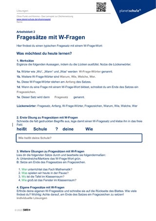 Screenshot des Arbeitsblattes