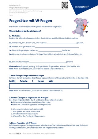 Screenshot des Arbeitsblattes