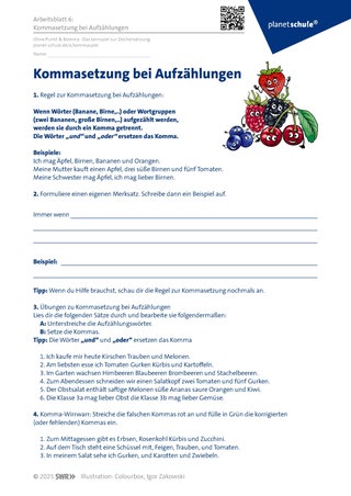 Screenshot des Arbeitsblattes