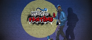 Startbild des Französisch-Lernspiels mit Titelschrift und Figur eines Sprayers