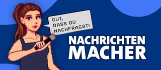 Screenshot aus dem Lernspiel Nachrichtenmacher: Werde Teil der Nachrichten-Redaktion, wähle Nachrichten aus, checke Quelle und schule deine Medienkompetenz.