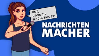 Screenshot aus dem Lernspiel Nachrichtenmacher: Werde Teil der Nachrichten-Redaktion, wähle Nachrichten aus, checke Quelle und schule deine Medienkompetenz.