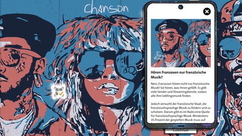 Kultur, Land und Leute: In jeder Stadt im Lernspiel gibt es ein Graffiti mit Hintergrundinformationen zu Frankreich.