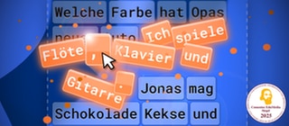 Textblöcke und Schriftzug “Ohne Punkt & Komma”