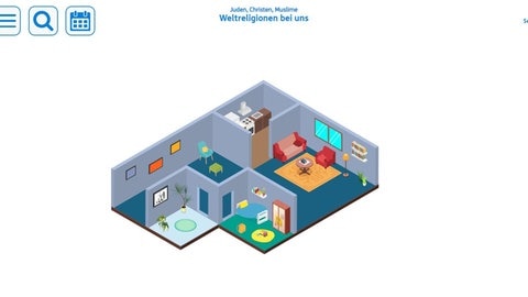 Screenshot aus dem Lernspiel von einer Wohnung.