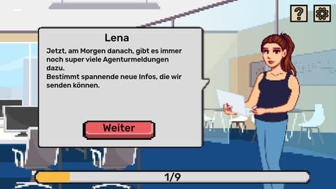 Screenshot aus Lernspiel Nachrichtenmacher für Medienkompetenz: Wer ist die Zielgruppe der Nachrichten?