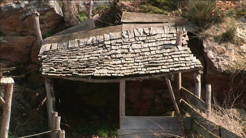 Eine einfache Hütte aus Holz.  (Foto: WDR / SWR - Screenshot aus der Sendung)