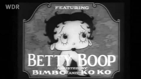 Schwarz weiß Bild der Zeichentrickfigur Betty Boop mit kurzen schwarzen Haaren und großen Kulleraugen. (Foto: WDR)