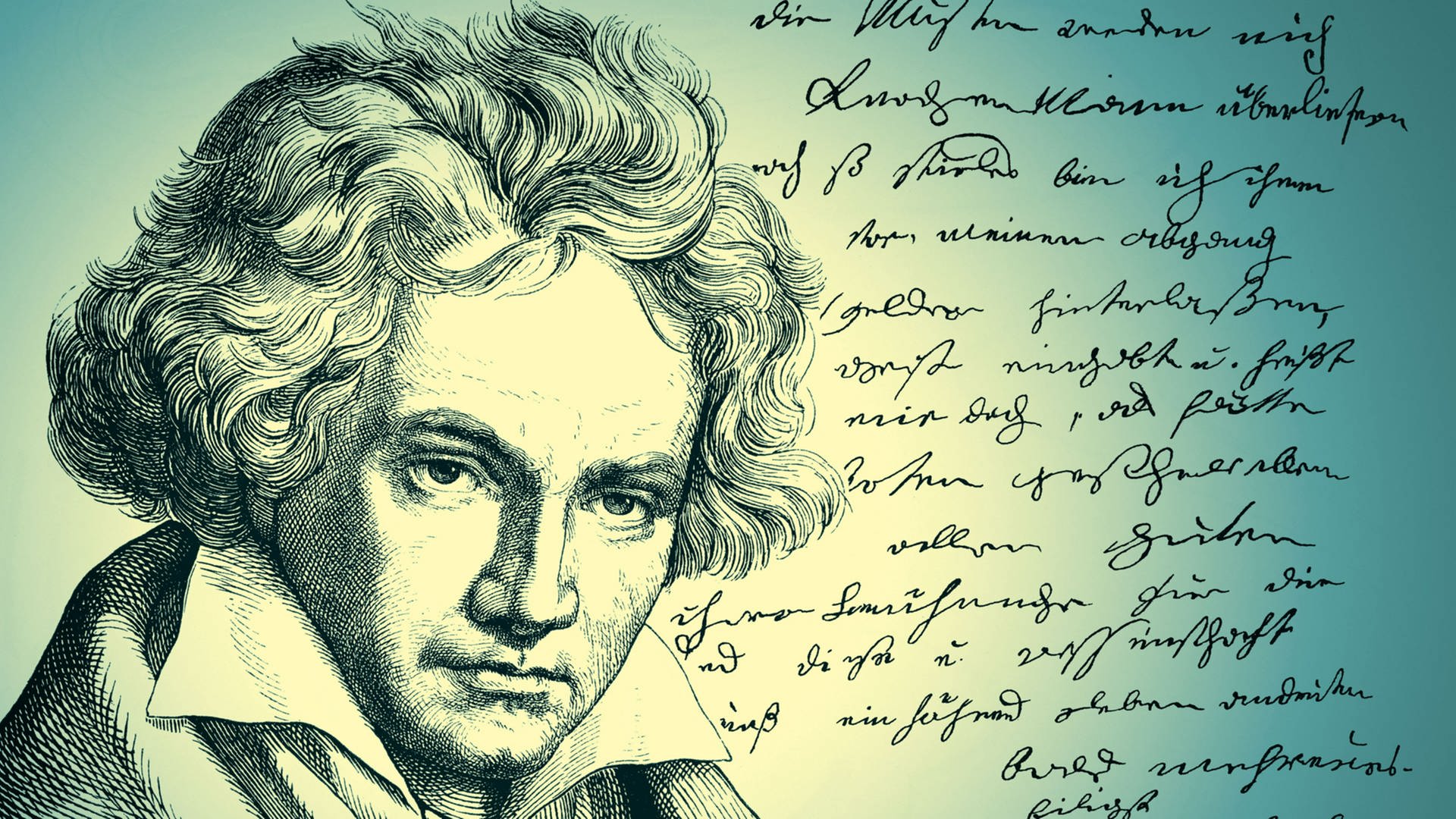 Zeichnung von Beethoven neben einem handschriftlichen Brief von ihm (Foto: picture alliance/Zoonar)