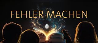 Drei Kinder und eine Ratte sitzen vor einem leuchtenden Buch – darüber das Wort „Fehler machen“. Der Podcast zeigt, warum Fehler ganz normal sind - und kein Grund zur Panik!