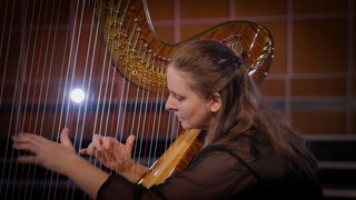 Eine Frau spielt Harfe. Der Klang dieses Instruments ist einzigartig.