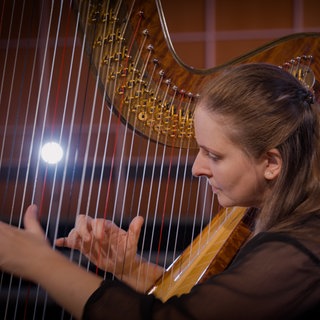 Eine Frau spielt Harfe. Der Klang dieses Instruments ist einzigartig.