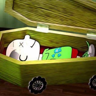 Der tote Opa Knietzsche liegt in einem Sarg. Wie begegnet die Philosophie dem Tod? Welche Antworten haben Religionen auf die Frage, was nach dem Sterben passiert? 