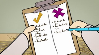 Der kleine Philosoph Knietzsche macht eine Pro- und Contraliste.