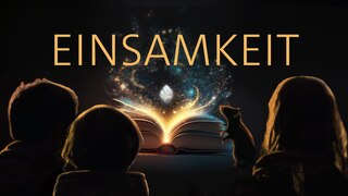 Drei Kinder und eine Ratte sitzen vor einem leuchtenden Buch – darüber das Wort „Einsamkeit“: Der Podcast zeigt, wie Freunde gegen Einsamkeit helfen.