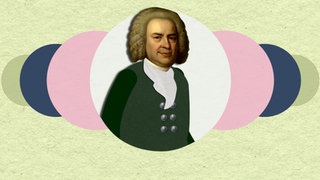 Grafik mit Porträt von Johann Sebastian Bach. Die Werke eines der größten Komponisten aller Zeiten werden erst nach seinem Tod wieder entdeckt und berühmt. · Mini-Triff