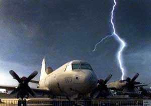 Blitzeinschlag in ein Flugzeug